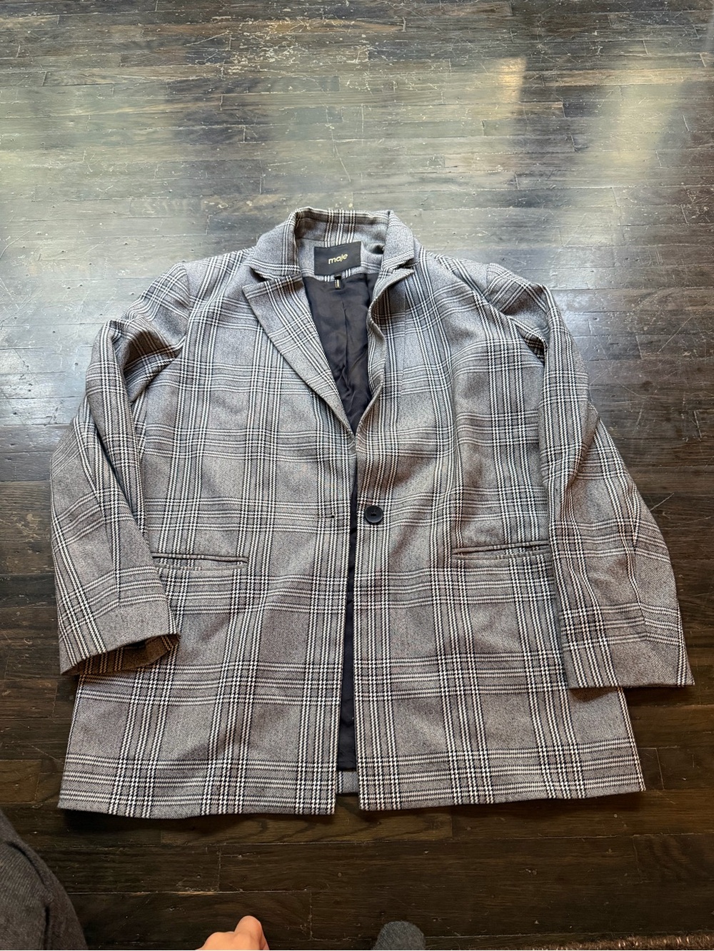Maje Men's Gray Glen Plaid Single-Button Blazer